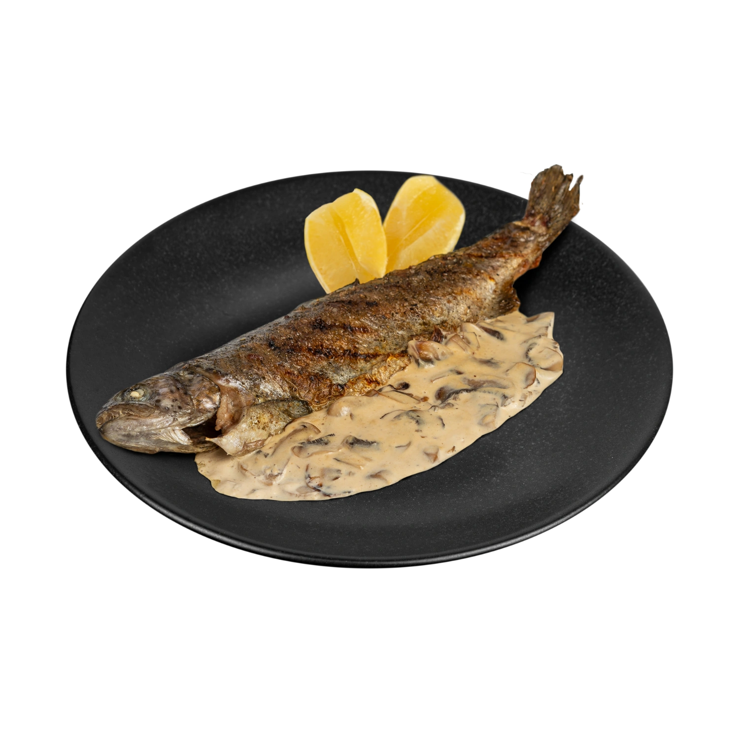 Форель гриль під грибним соусом